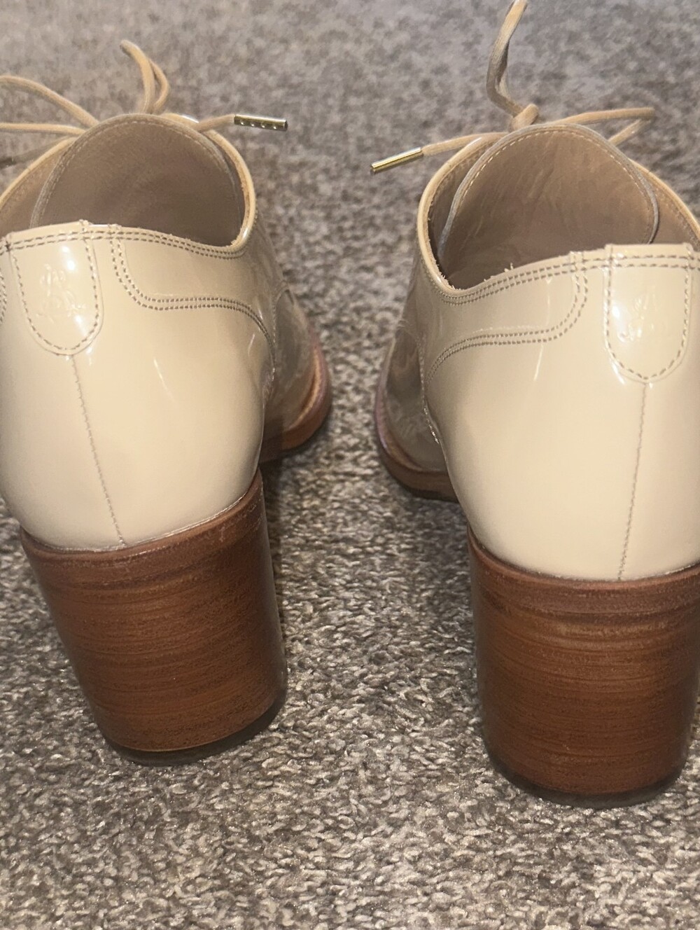 Angela Scott Patent Leather Lace-Up Heeled Oxfords - Picture 6 of 9